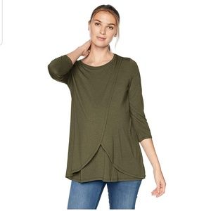 3/4 Sleeve Scoop Neck Layered Tulip Hem Nursing T